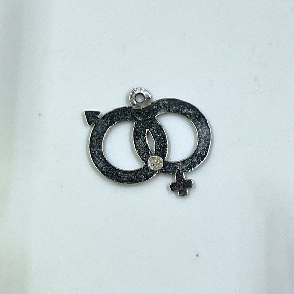 925 Sterling Silver Vintage Male and Female Symbol Charm Pendant - Picture 3 of 4